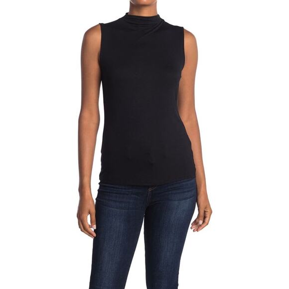 Halogen Tops - HALOGEN Black Lightweight Stretch Mock Neck Tank Nordstrom Designer Top Chic M